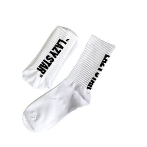 Lazy Star White Crew Men Socks